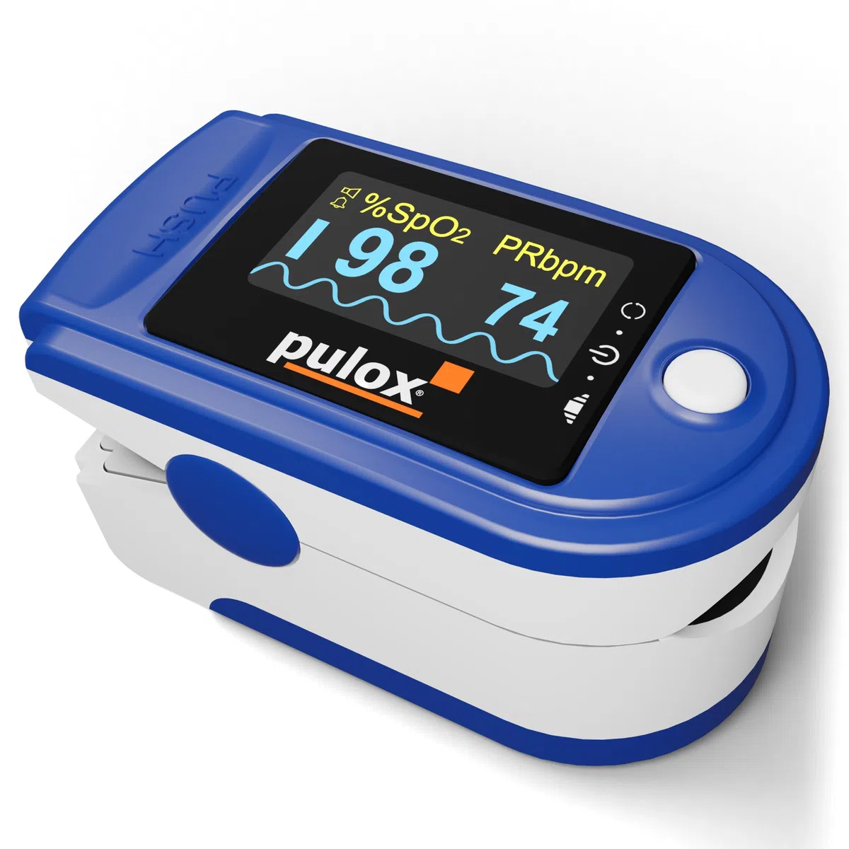 Pulox PO-200A Solo Pulsoximeter Blau mit Alarm für SpO2, Puls & PI | Mit akustischer Warnfunktion und Pulston zur Messung von Sauerstoffsättigung, Puls und Perfusionsindex direkt am Finger