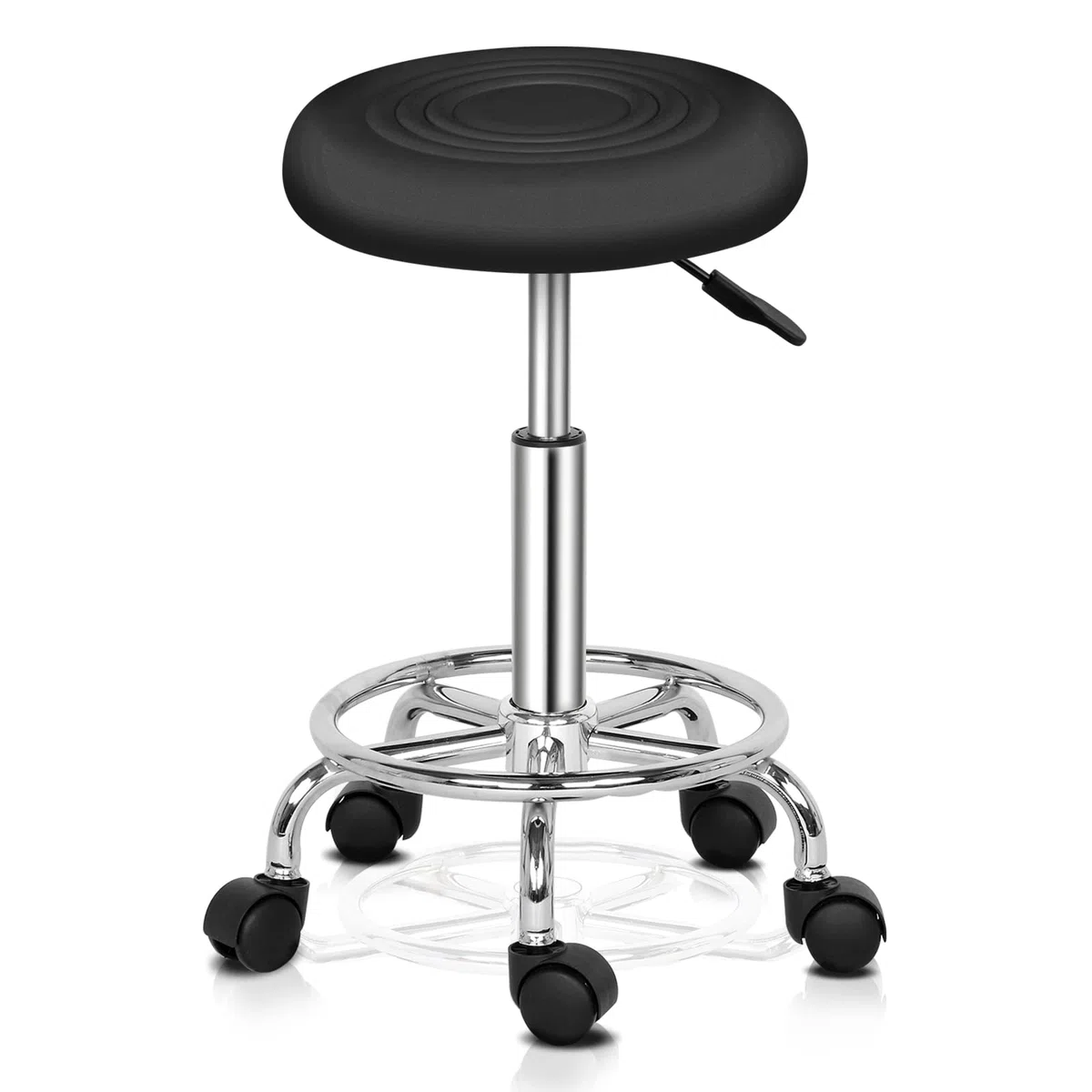 Bonnlo Bürohocker, Hocker mit Rädern, 360° drehbar, höhenverstellbar für Nagelstudio, Schönheitssalon, Spas und Büros (Schwarz)