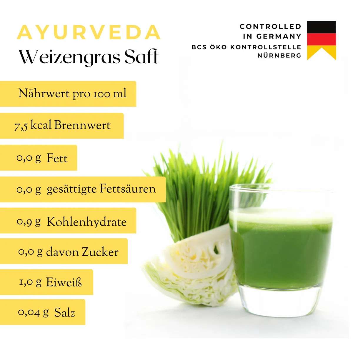 Weizengrassaft 100% Direktsaft (500ml), laborgeprüft