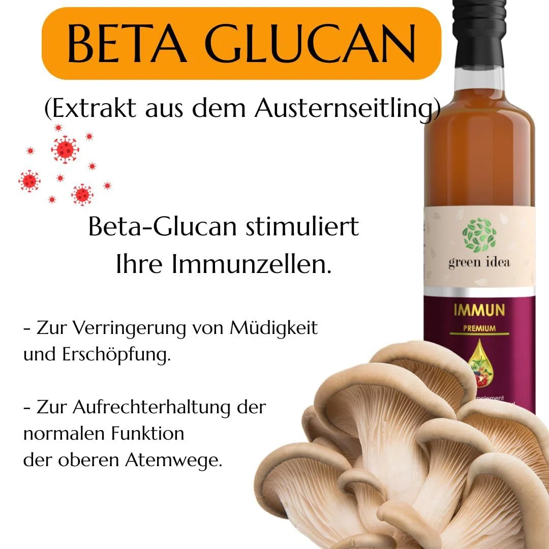 Green idea - IMMUN Sirup mit Echinacea, Beta Glucan 500 ml Spurenelementen und Vitaminen - Immunsystem stärken- große Flasche - ohne künstliche Süßstoffe - Immunsystem-Komplex - Produkt EU - VEGAN