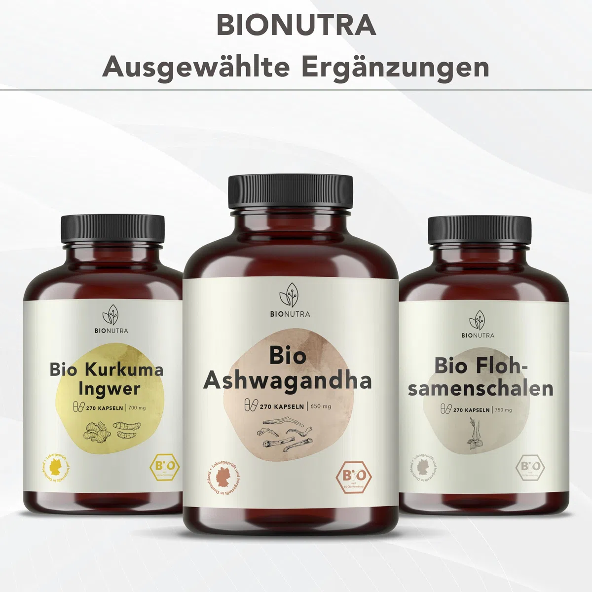 BIONUTRA Bio Triphala Kapseln, 270 Stk. à 600 mg, hochdosiert | rückstandskontrolliert, ohne Zusätze, vegan, deutsche Herstellung aus Triphala Bio Pulver, mit Amla, Haritaki und Bibhitaki