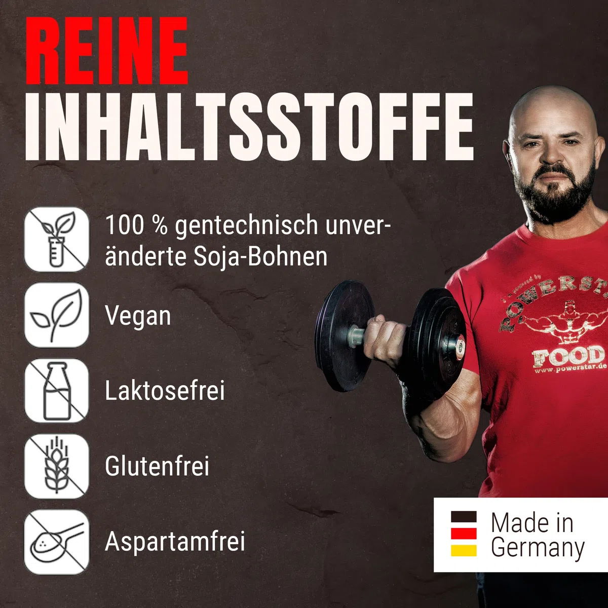 Powerstar SOY 90+ | 1kg Soja-Protein-Isolat ohne Zucker-Zusatz | Made in Germany | Gentechnisch unverändert | 1000g Pflanzliches Eiweiß-Pulver mit 93% Protein i.Tr. | Vegan & laktosefrei | Vanilla