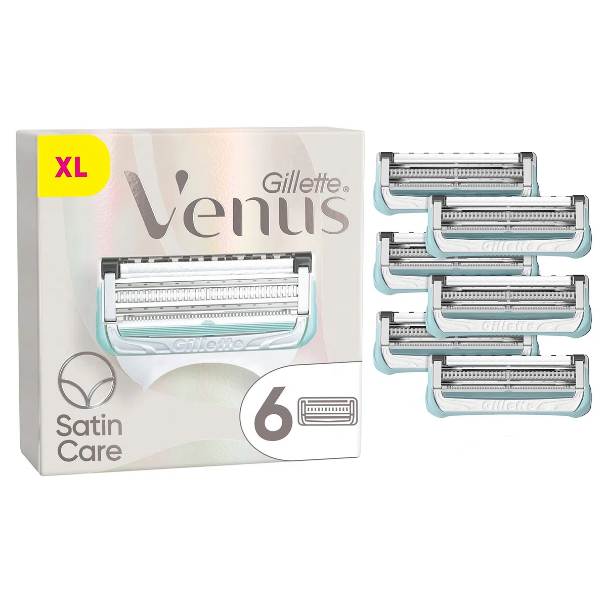 Gillette Venus Satin Care Rasierklingen für den Intimbereich, 6 Ersatzklingen für Intimrasierer Frauen