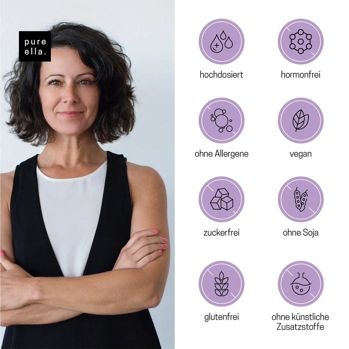 Pure Ella WECHSELJAHRE - Vitalstoffkomplex für Frauen bei Symptomen der Wechseljahre - Enthält Nachtkerzenöl, Yamswurzel und Mönchspfeffer - Natürlich, Hormonfrei, Vegan - 60 Menopause Kapseln