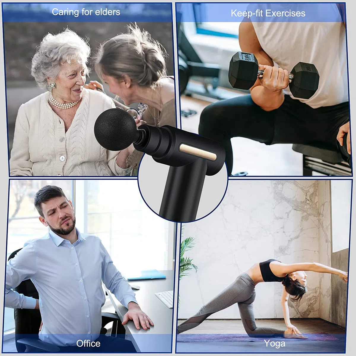 Massagepistole Mini, Uplayteck Muskel Massagegerät Tragbar 35DB Ultra Leise mit 6 Geschwindigkeiten, 4 Massageköpfen, USB C Ladeanschluss Massage Gun Handmassagegerät für Bein Nacken Schulter