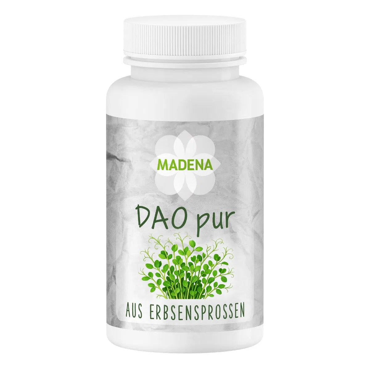 MADENA DAO pur, 120 Kapseln mit Diaminoxidase DAO Enzym hochdosiert aus Erbsensprossen, 100.000 HDU pro Kapsel, vegan und laktosefrei, ideal in Kombination mit MADENA HistaVital & HistaEx