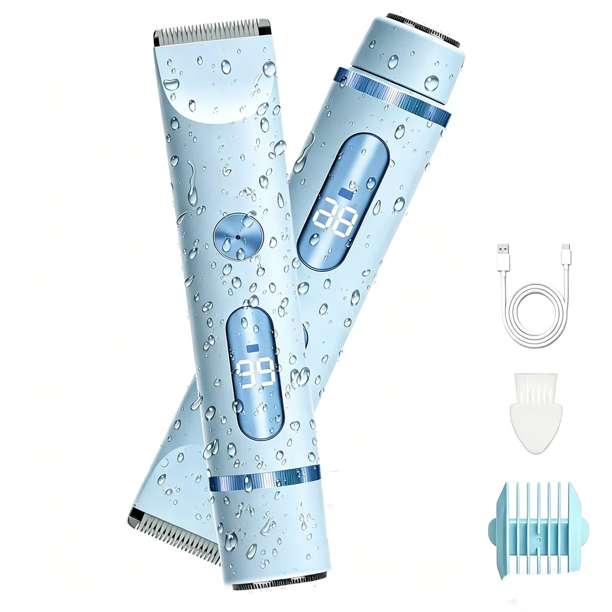 Rasierer Damen, Doppelkopf Kabelloser Damentrimmer, Haartrimmer für Frauen, Körpertrimmer Intimrasierer Bikini-Trimme, IPX7 Wasserdicht Nass/Trocken,Haarentfernung schnell und einfach(Blue)