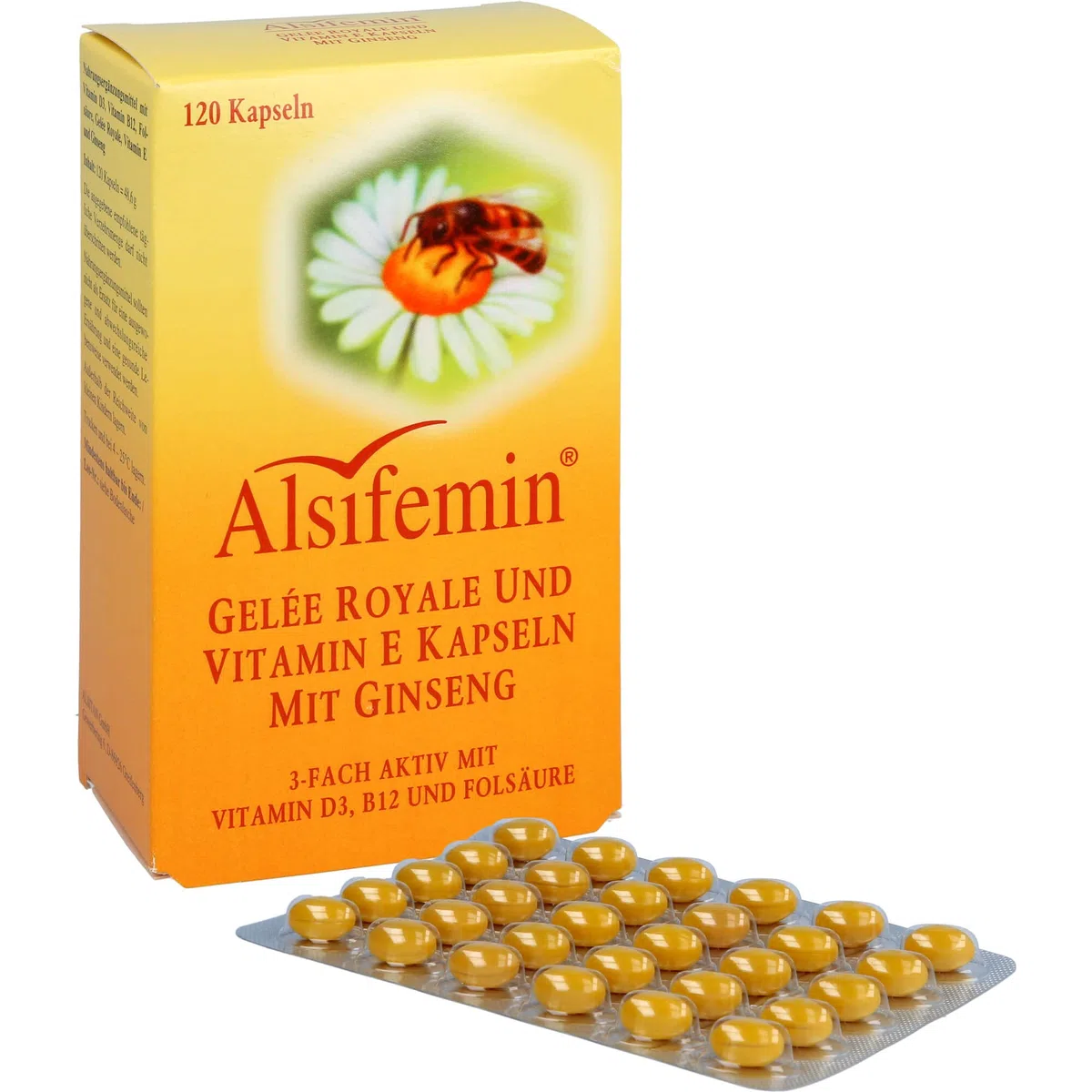 Alsifemin Gelée Royale und Vitamin E Kapseln mit Ginseng, 120 St. Kapseln