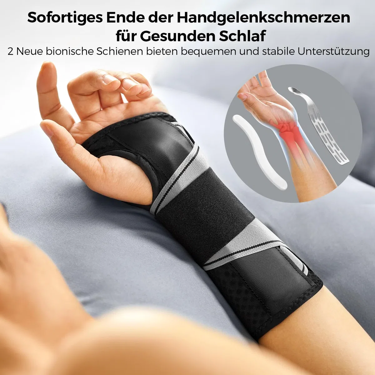 FREETOO Leicht-Passform Handgelenkstütze mit Bionisch Karpaltunnel Schiene, [Einstufig Tragen] Handgelenk Bandagen für RSI, Sehnenscheidenentzündung, Verlängert Handgelenkschiene für Frauen Männer