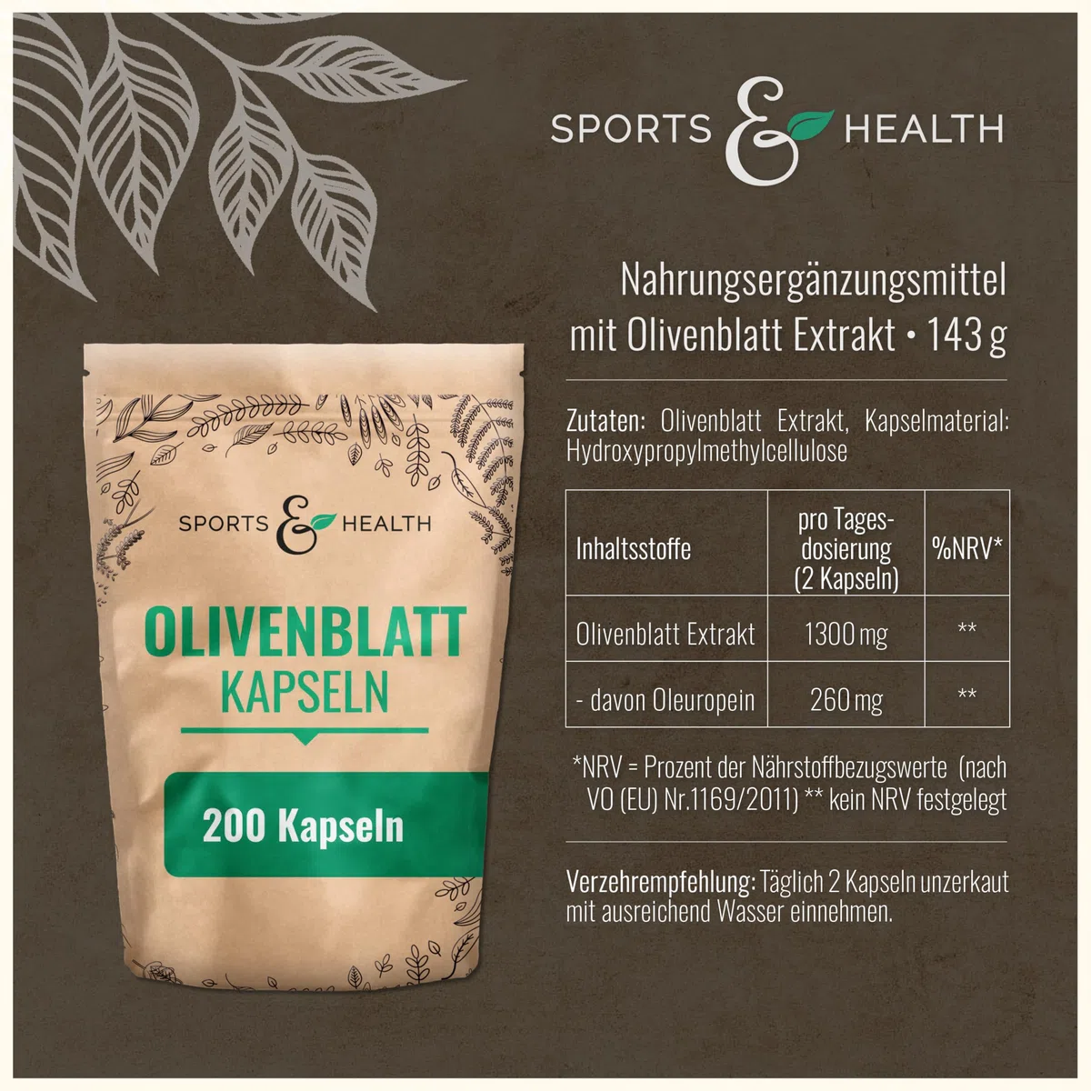 Olivenblattextrakt Kapseln – 200 Olivenblatt Kapseln mit 650mg – olive leaf extract – Olivenblätter