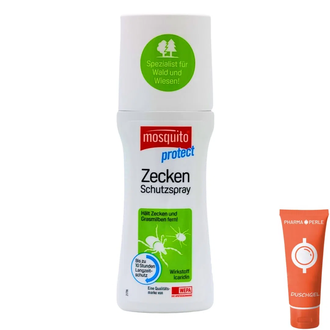 Mosquito protect Zecken-Schutzspray 1x 100 ml I Schutz vor Zecken, Grasmilben, Mücken I Zecken-Schutz I Insektenschutz I Outdoor-Schutz I Icaridin I ab 2 Jahren I Spar-Set plus Pharma-Perle give-away