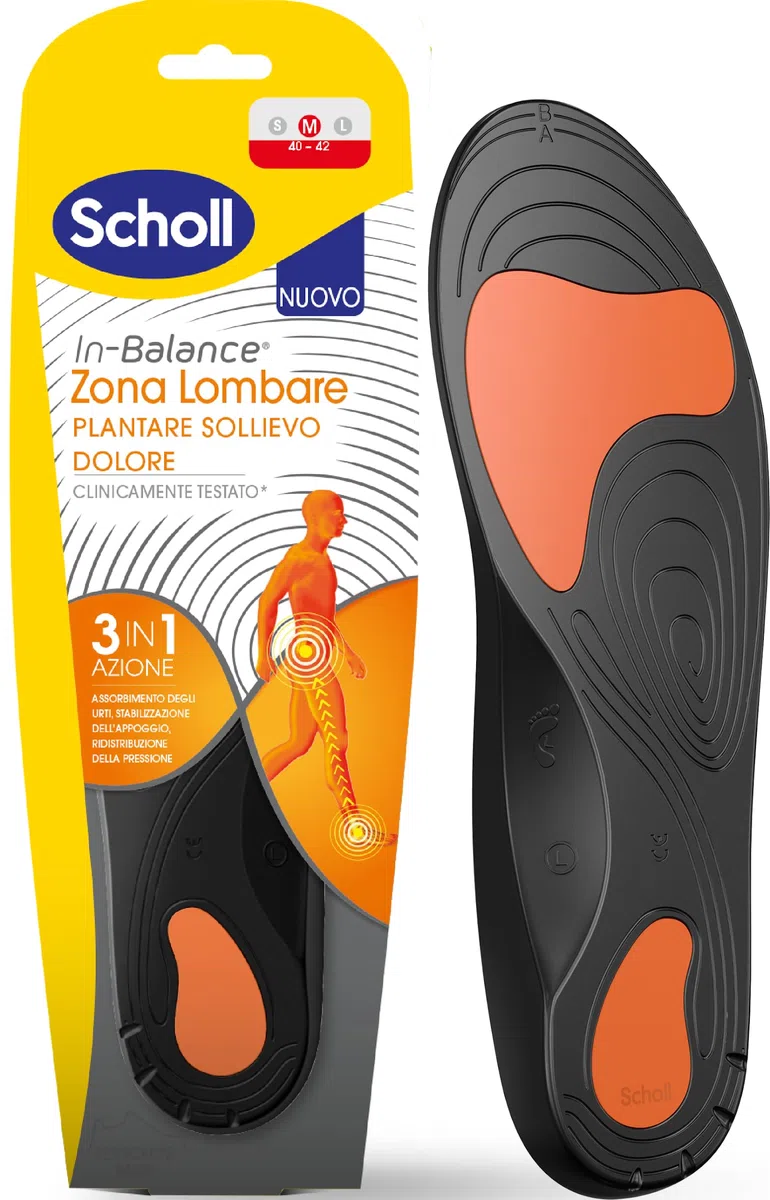 Scholl Einlegesohlen In-Balance, Schmerzlinderung bei Verspannungen im Lendenbereich, Hexenschuss, Größe M, Unisex.