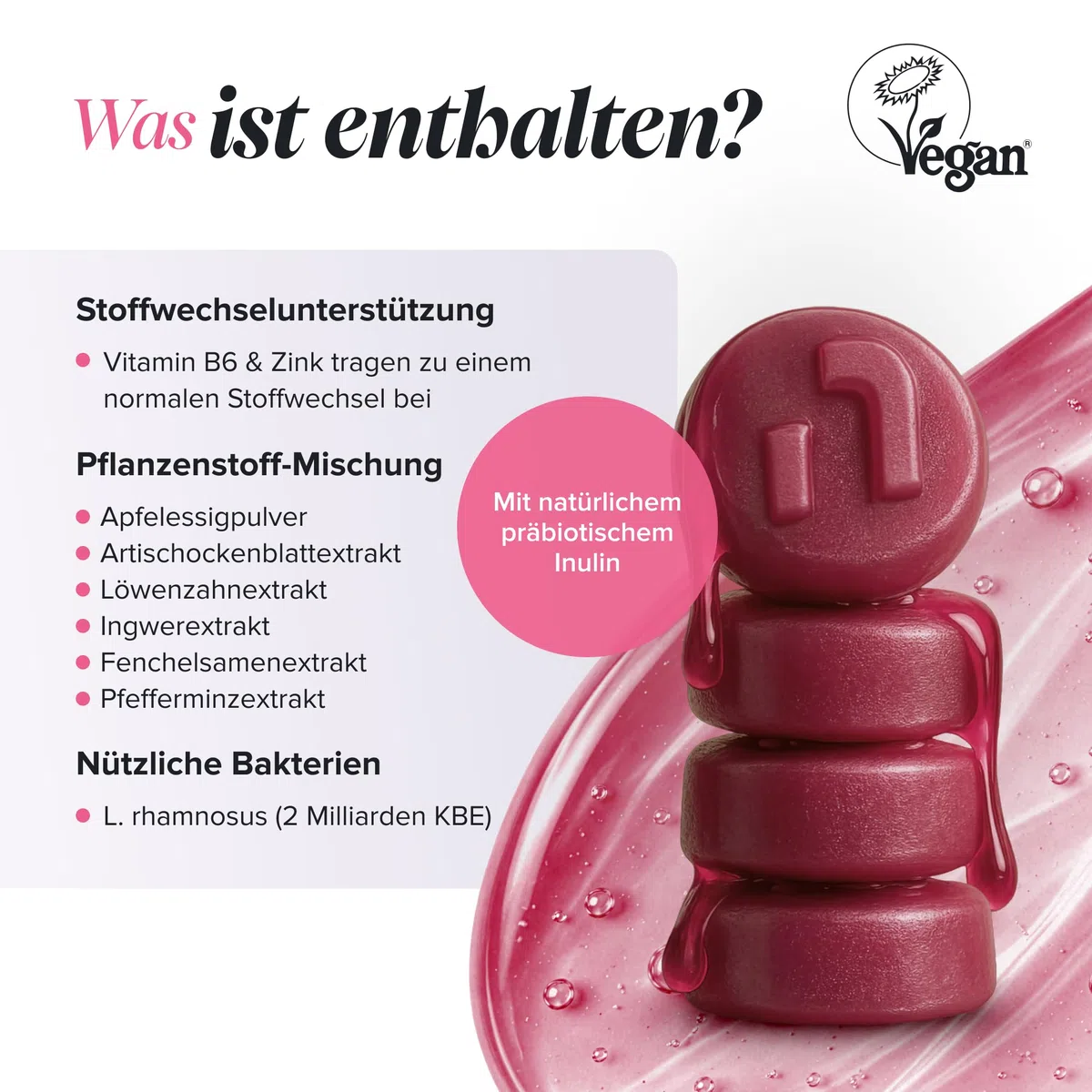 De-Blo Gummies – Verdauungsenzyme Supplement mit Bromelain, Inulin, Pfefferminze, Ingwer & Probiotika für die Darmgesundheit, Apfelessig – Glutenfrei & Vegan – 60 Gummis – Novomins