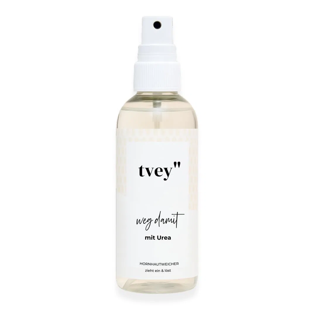 tvey" weg damit: Hornhautentferner Spray mit Soforteffekt - Mittel gegen Hornhaut und trockene Haut - mit extra viel Urea für weiche Füße - Hornhautweicher Made in Germany 100ml Vegan