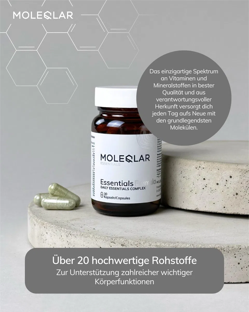 MoleQlar Essentials Formula 30 Kapseln - Vollspektrum-Vitamin und Mineralstoffkomplex in nur einer Kapsel pro Tag - Tägliche Basisabdeckung des Mikronährstoffbedarfs