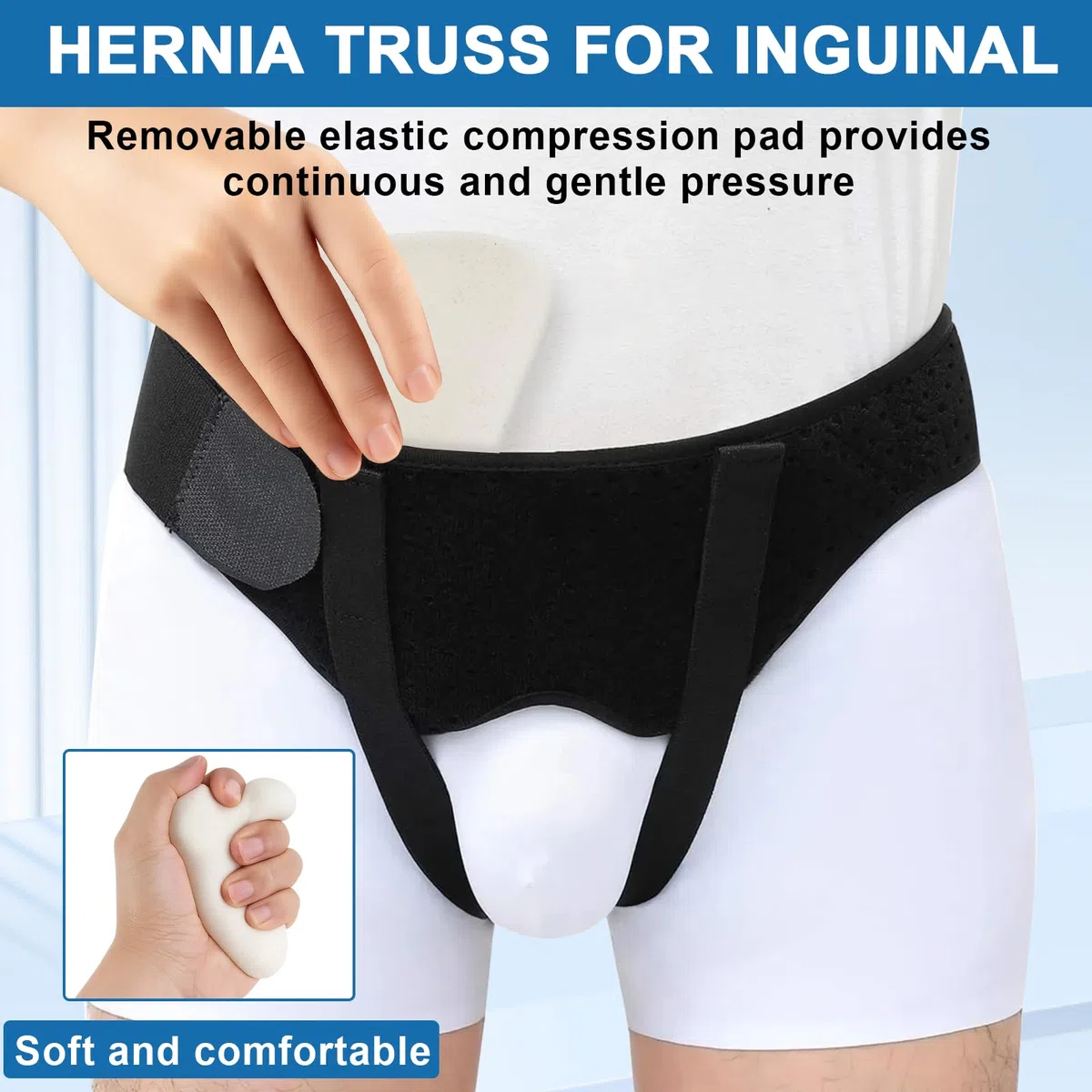 Leistenbruchgürtel Für Männer, Verstellbarer Leistenbruch Slip Herren, Bruchband Leistenbruch Mit 2 Abnehmbaren Kompressions Polster, Herniengürtel Zur Linderung Von Schmerzen Bei Leistenbrüchen, L
