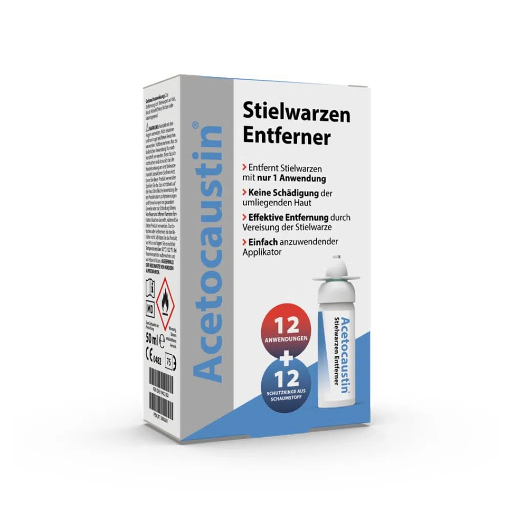 Acetocaustin Stielwarzen Entferner | Entfernt Stielwarzen | Entfernung durch Vereisung der Stielwarze | 12 Anwendungen | 50ml