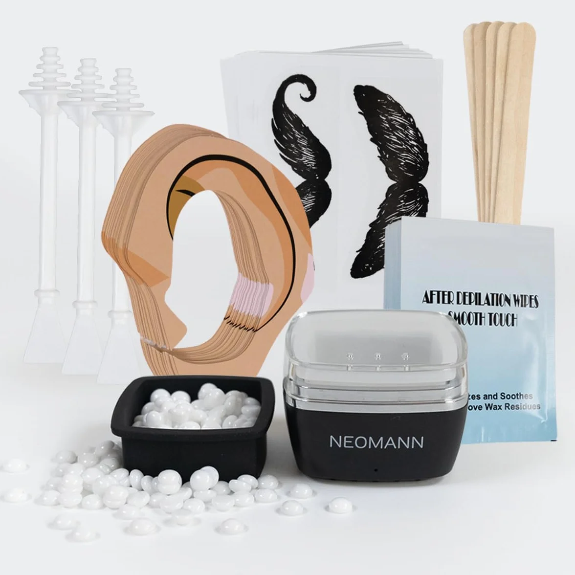 Waxer Mini – Mobiles Waxing Set mit USB-C Anschluss & Etui – Mini Wachserhitzer inkl. 100g Wachsperlen & Applikatoren – Ideal für Nase, Augenbrauen & Gesicht unterwegs