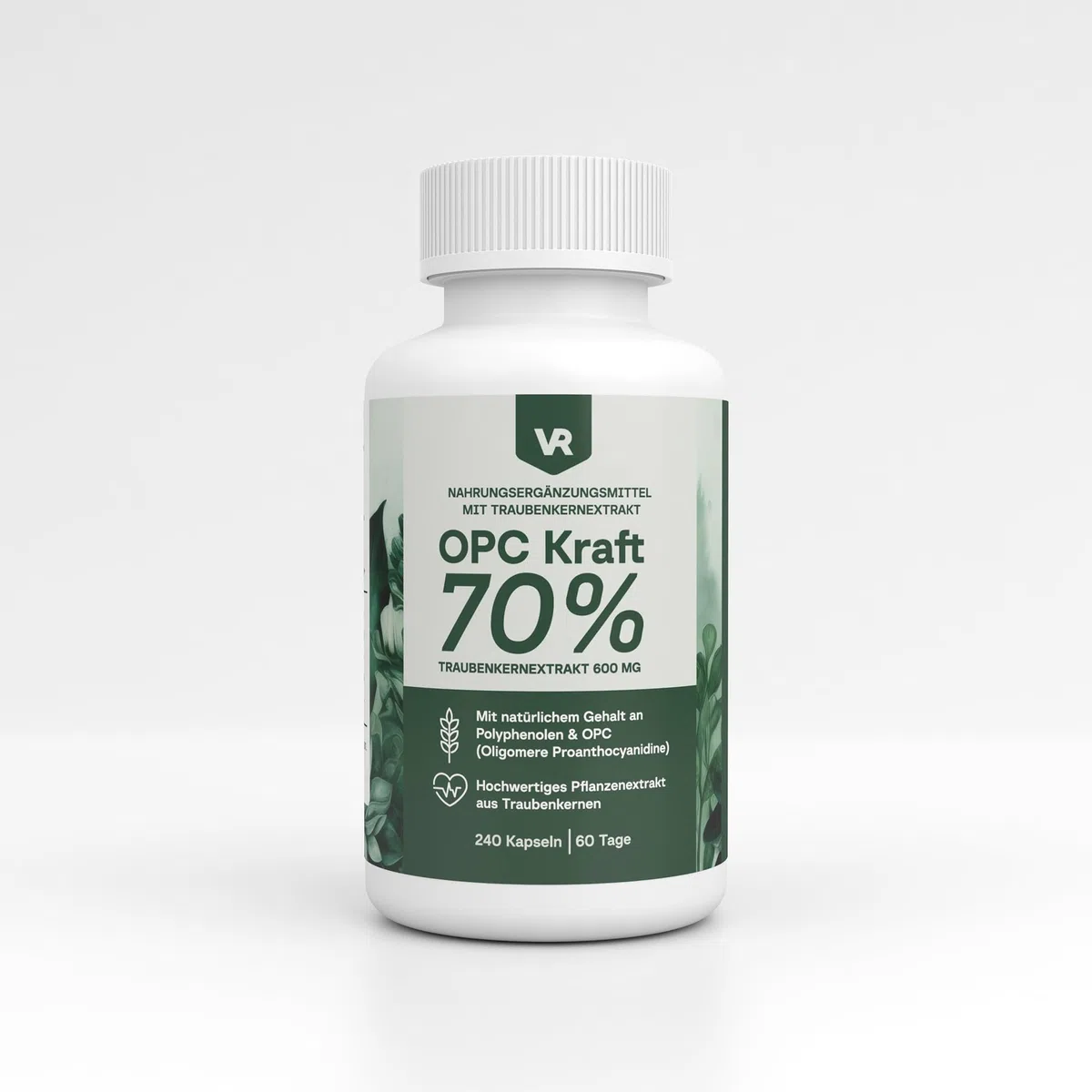 OPC Kraft 70% – Traubenkernextrakt 600mg pro Tagesdosis – 240 Kapseln – Mit Vitamin C, Zink & Selen – Vegan & Hochwertig