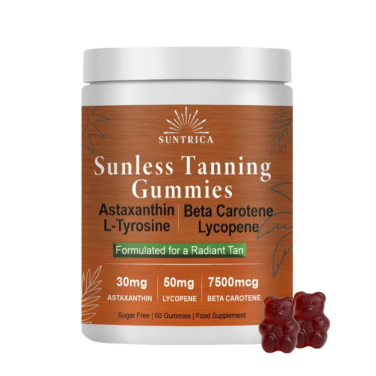 Sunless Tanning Gummies - Bräunungs Gummibärchen mit Beta Carotin, L-Tyrosin und Antioxidantien für Natürliche Bräune von Innen