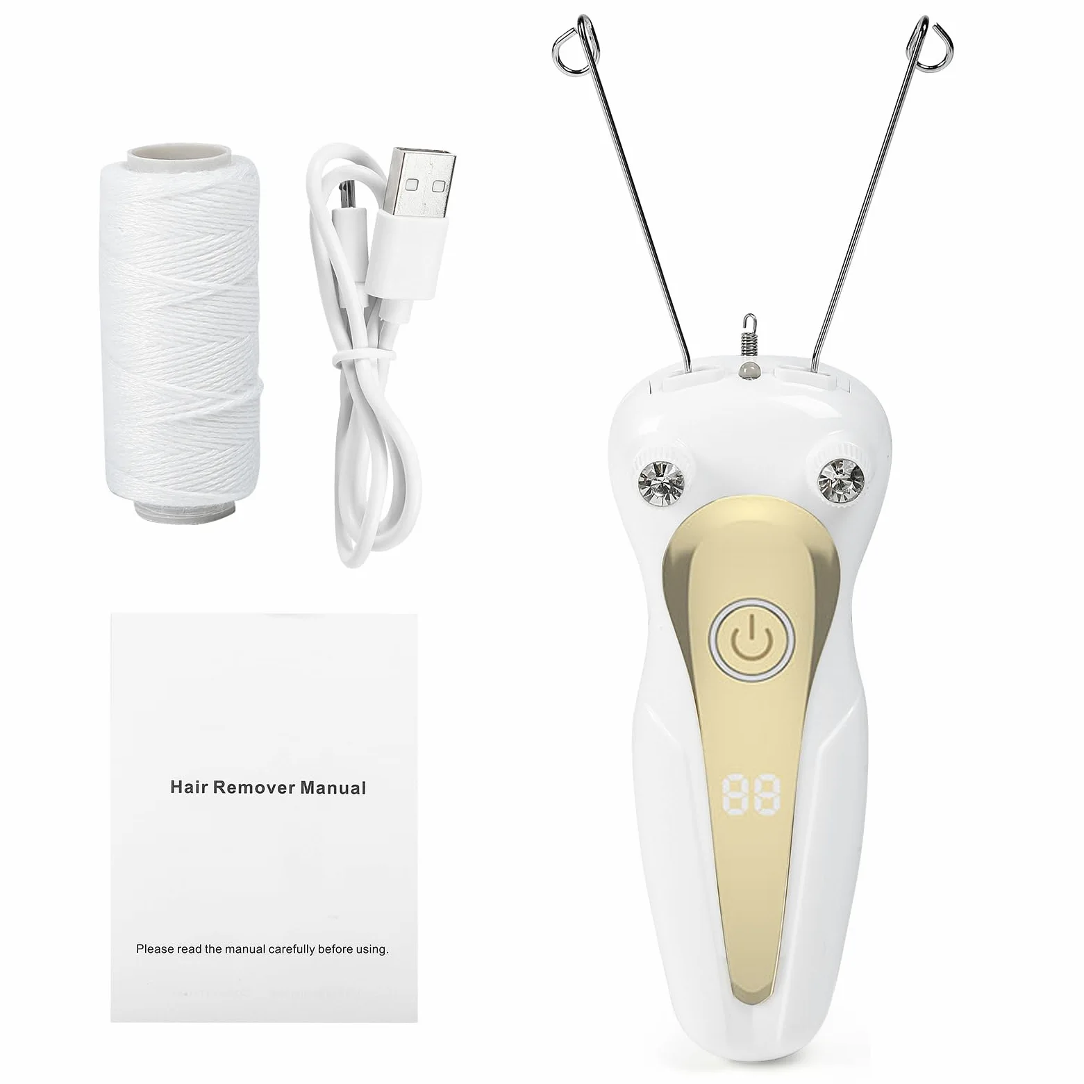 Elektro Threading Epilierer Damen Elektrischer Gewinde Epilator Gesichtshaarentferner für Frauen Physical Einfädler Haarentferner Epilierer Damen Gesichtsepilierer für Armen und Beinen (Gold)