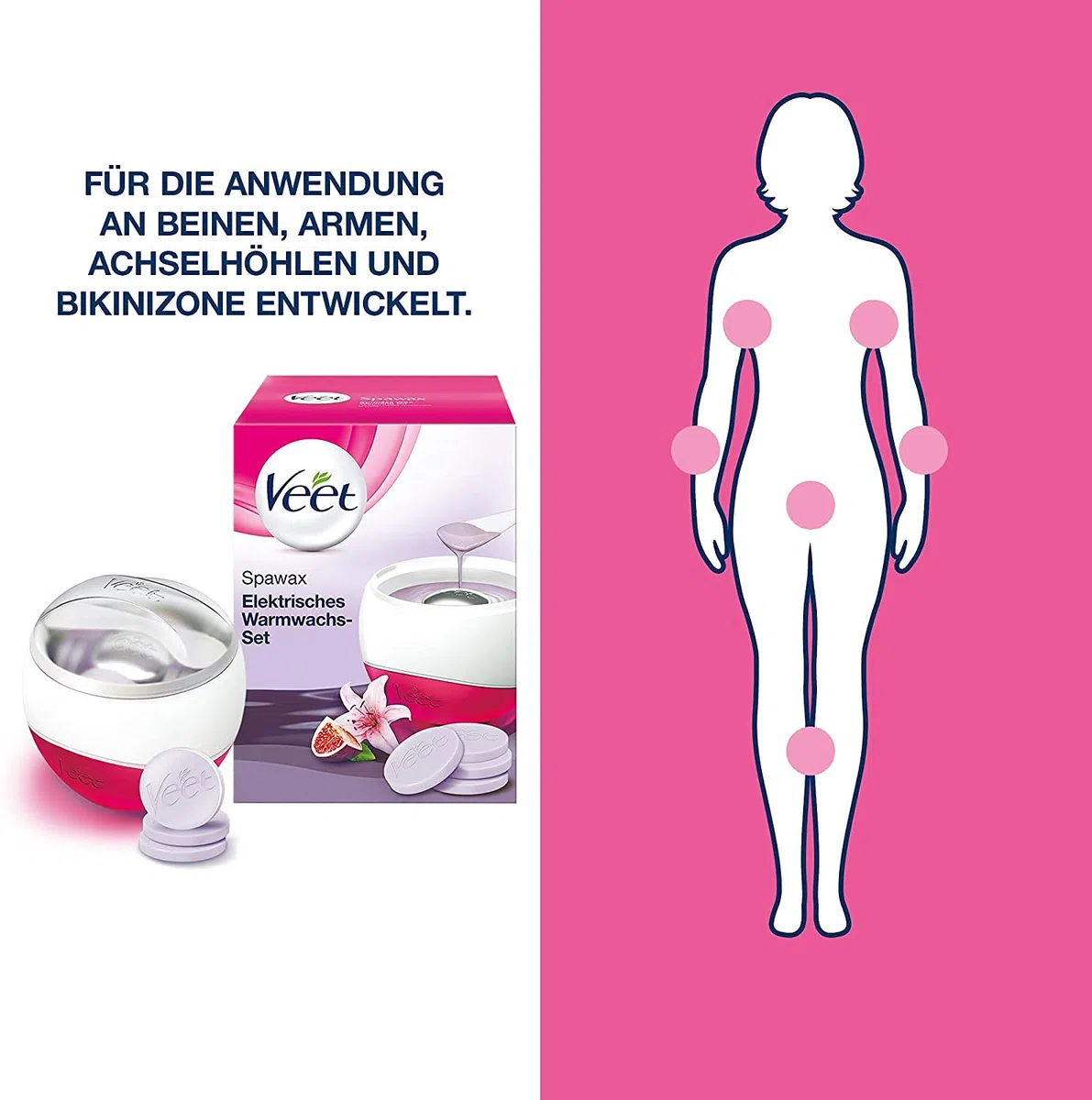 Veet Spawax Warmwachsscheiben für das Veet Spawax Wachsgerät – Langanhaltende Haarentfernung für seidig-glatte Haut – 2 x Refill-Packung mit 12 Wachsscheiben