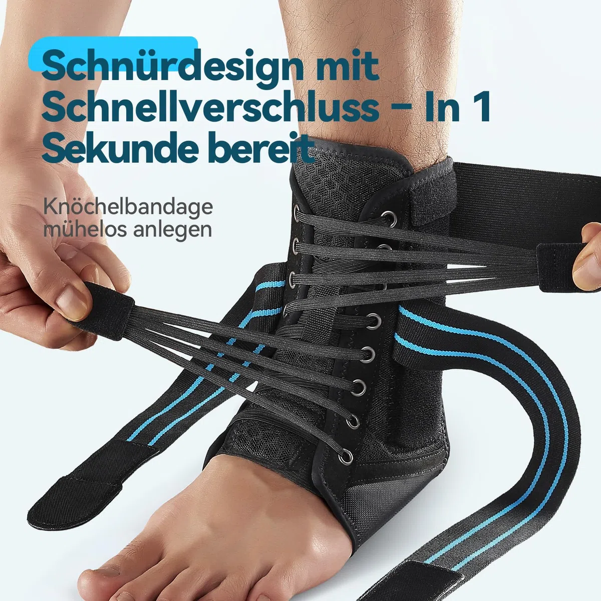 AGPTEK Knöchelbandage mit herausnehmbaren Schienen, verstellbare Sprunggelenkbandage für Verstauchungen, Achillessehnenentzündung, links oder rechts, für Damen und Herren (Blau, L)