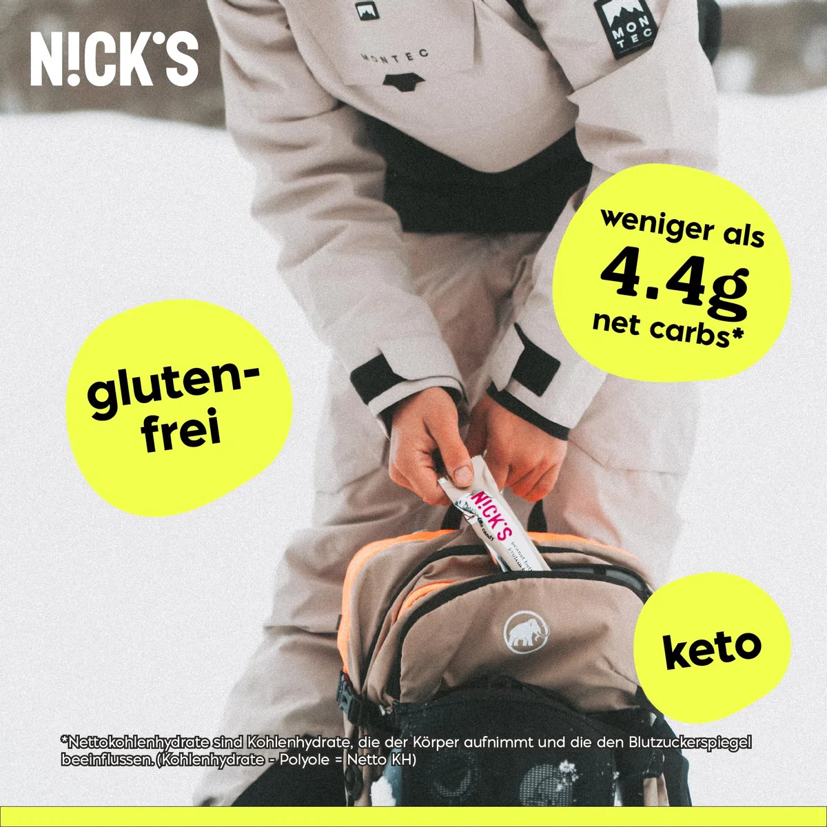N!CK'S Protein Riegel Mix Box, 4 Sorten, 9x50g | Ohne Zuckerzusatz, 15g Eiweiß (30%), 5g Kollagen, Kalorienarm, Glutenfrei