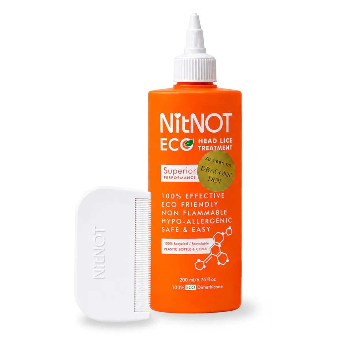 NitNOT Kopfläuse-Behandlung - Tötet alle Kopfläuse und Eier - 200ml - Mindestens 4 Behandlungen für langes Haar - Sicher - Keine Nebenwirkungen - Einfache Anwendung - Keine Gerüche
