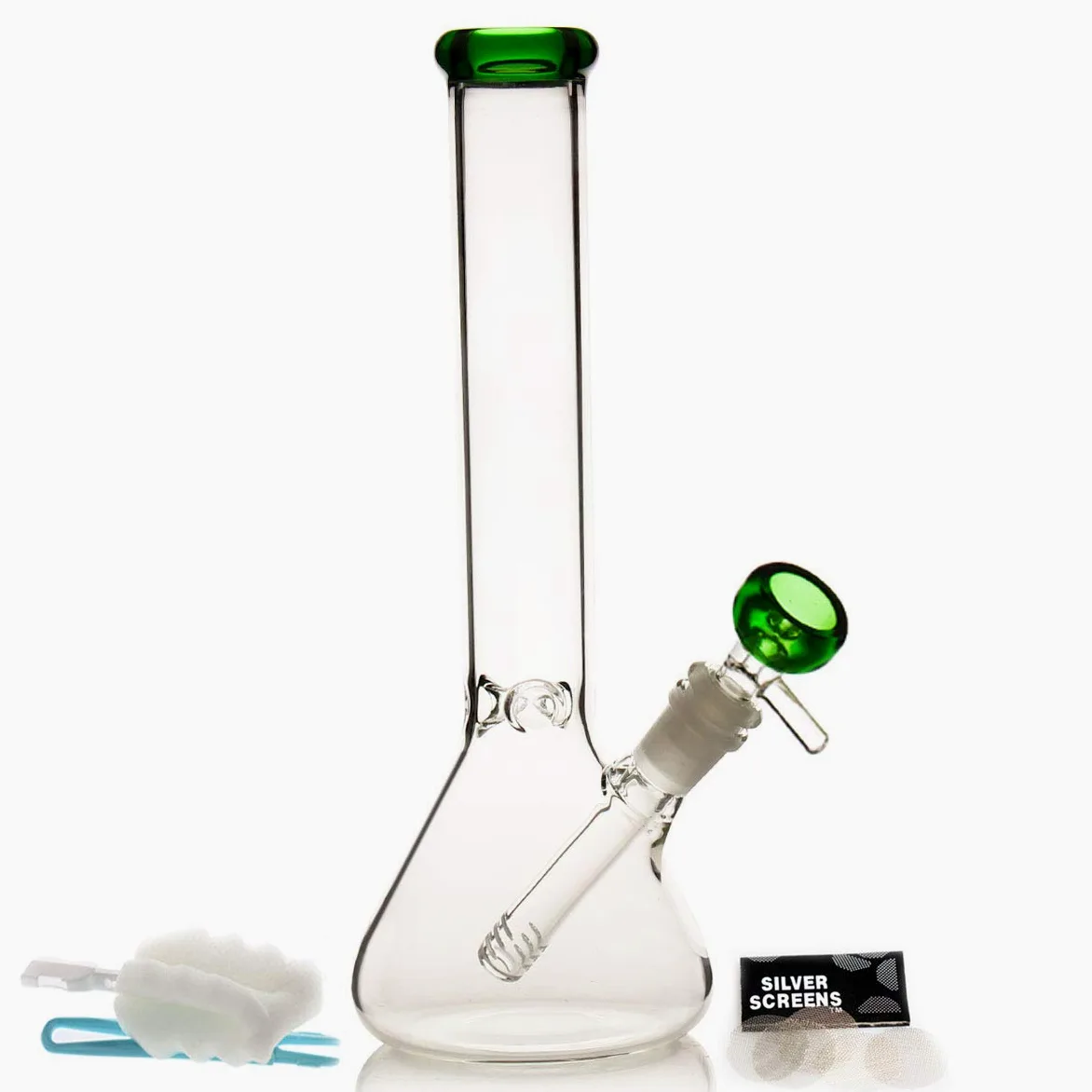 Wasserbongs zum Räuchern von Bong, Pfeifen, Glas, Bong-Schüssel, 14,5 mm mit Räucherpfeife, Zubehör, Glasbongs, 14,5 mm Wasserpfeifen, Schalen mit Bongs (Grüne pipe)