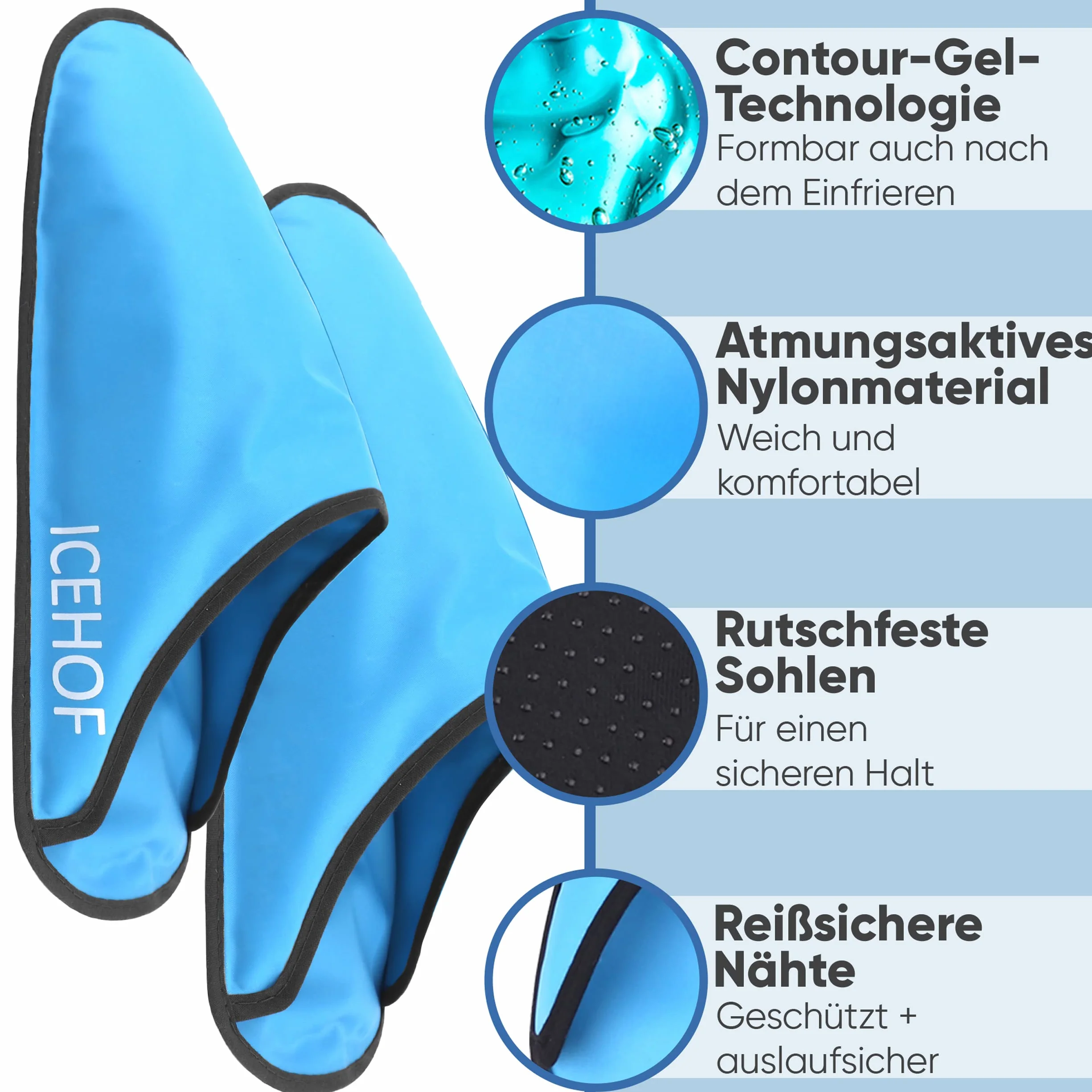 ICEHOF Kühl-Slipper (1 Paar) Sanfter Stoff - PremiumEdition Kühlsocken mit hochwertigem Gel - Kältetherapie für Füße Zehen bei Chemotherapie Rheuma Eis-Socken Chemo Kühlschuhe - OneSize Unisex