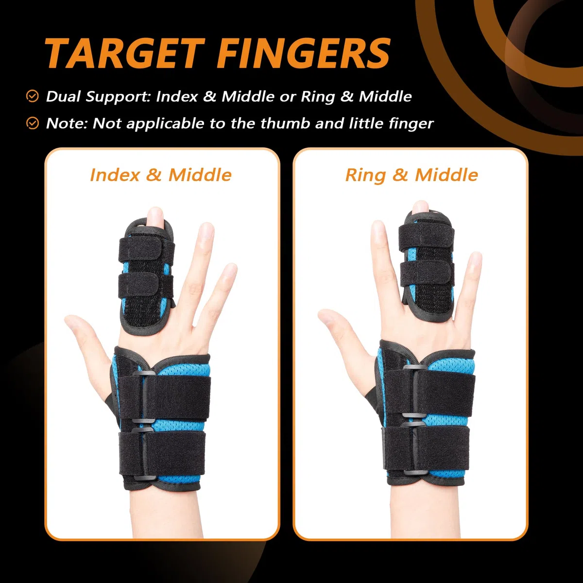 Finger-Schiene Für Schnappfinger, Gebrochene Finger Und Gelenkverstauchungen - Doppelte Fingerstütze Für Zeige-, Mittel- Und Ringfinger, Unisex-Größen, Linke Hand, S