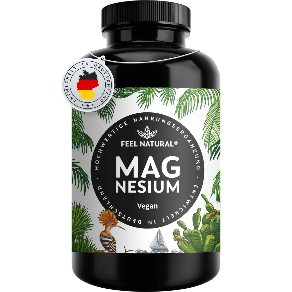 Magnesium hochdosiert Kapseln - 365 Stück (Jahresvorrat) - 664mg je Kapsel, davon 4 00mg elementares Magnesium - höherer Gehalt als andere Magnesiumformen - Laborgeprüft & Vegan