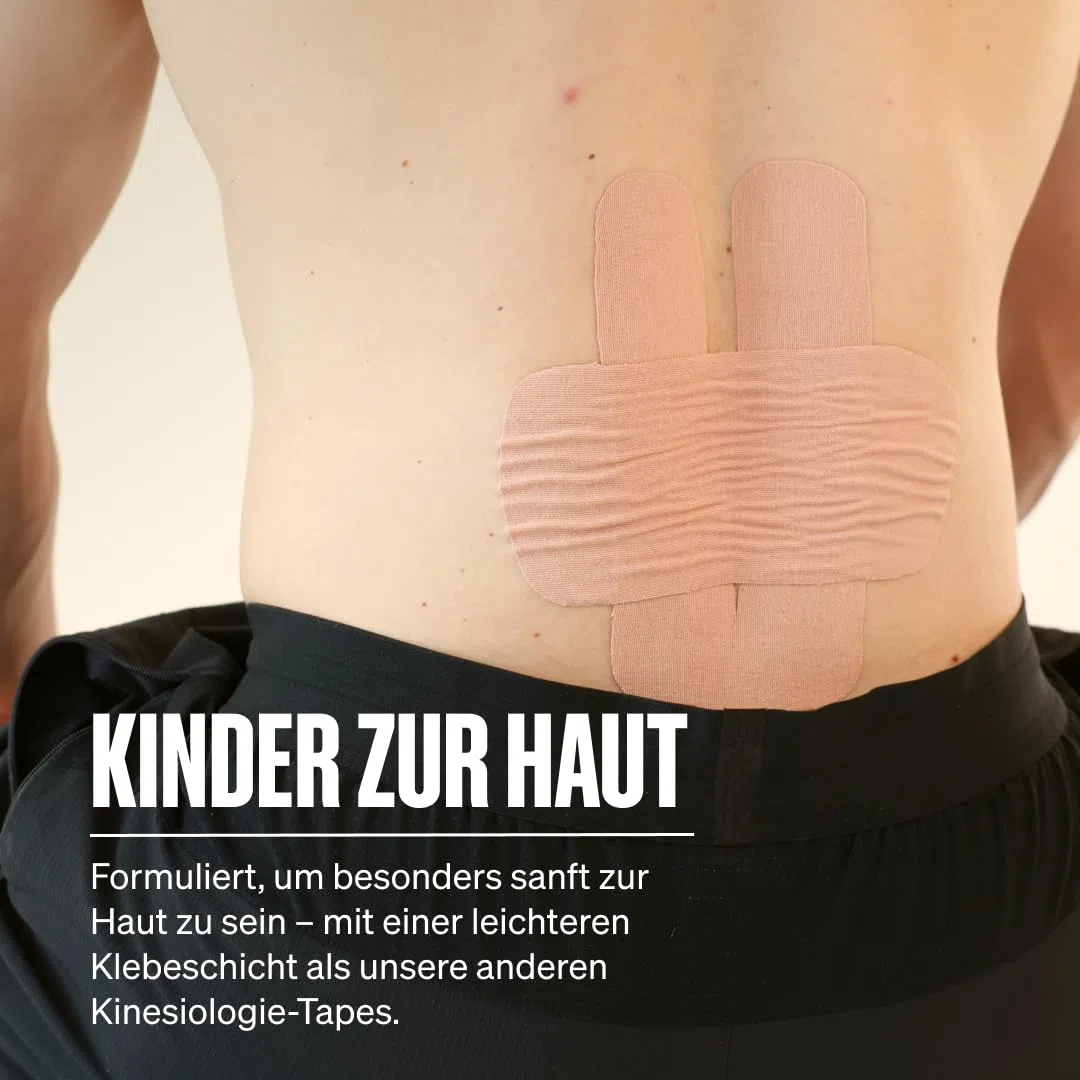 SPORTTAPE Kinesiologie Tape Gentle 10 cm x 5 m Hautfarben – extra breit für empfindliche Haut, hypoallergen & latexfrei – Physio Tape für Rücken, Brust, FTM & Muskelunterstützung, wasserfest