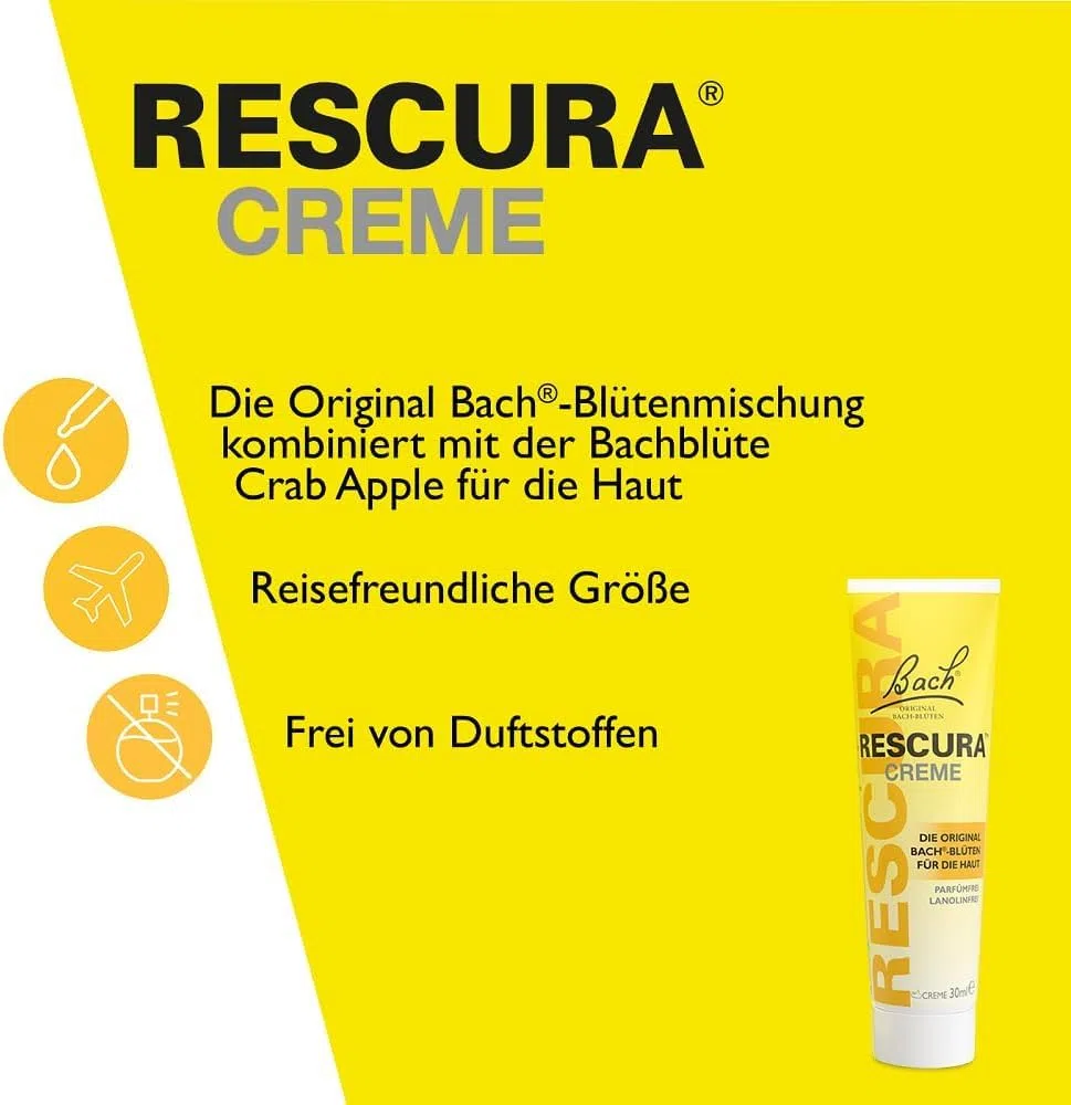 Bach RESCURA Bachblüten Creme I 150 ml I Bachblütencreme für empfindliche Haut I ehemals Rescue das Original