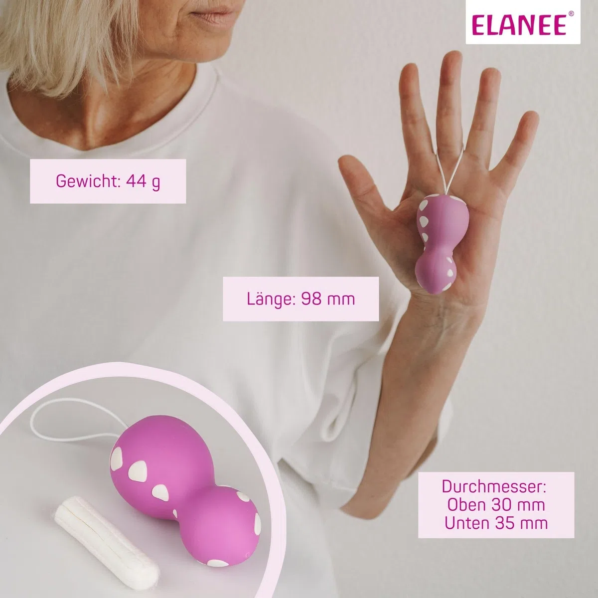 ELANEE Beckenboden-Trainingshilfe Phase II zum dauerhaften Beckenbodentraining durch passive Stimulation der Beckenbodenmuskulatur (705-00), 1 Stück (1er Pack)