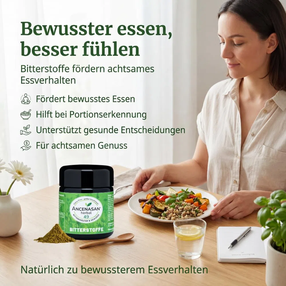 ANCENASAN herbal (120g) | 49-Bitterkräuter-Pulver | Mit natürlichen Bitterstoffen | Vegan Glutenfrei | Made in Germany