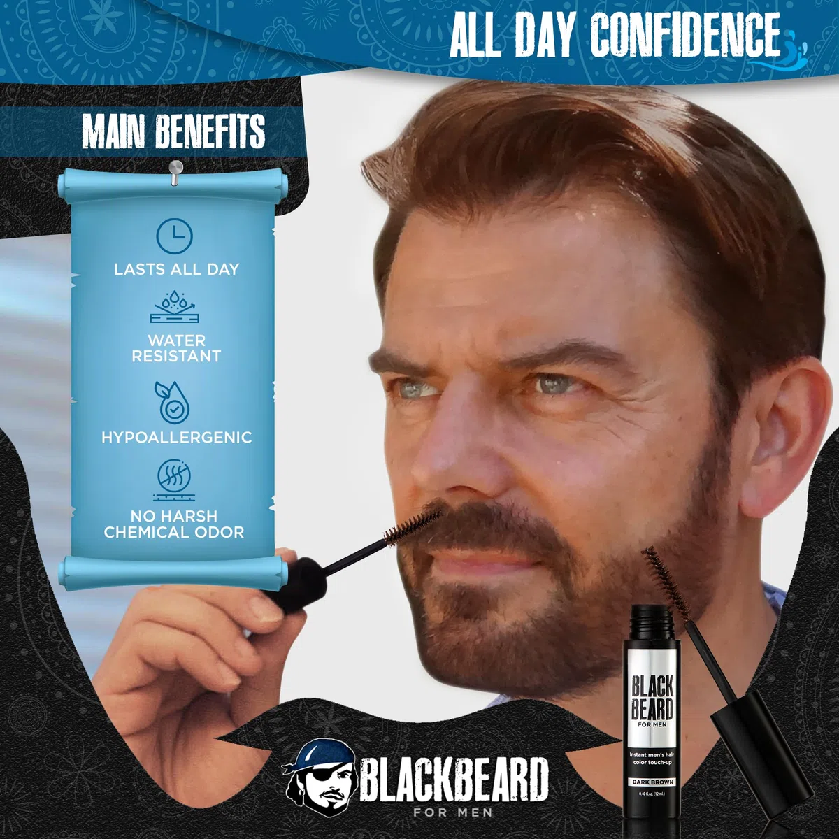 Blackbeard for Men - temporary brush-on colour 12ml (0.40oz) (Dark Brown)