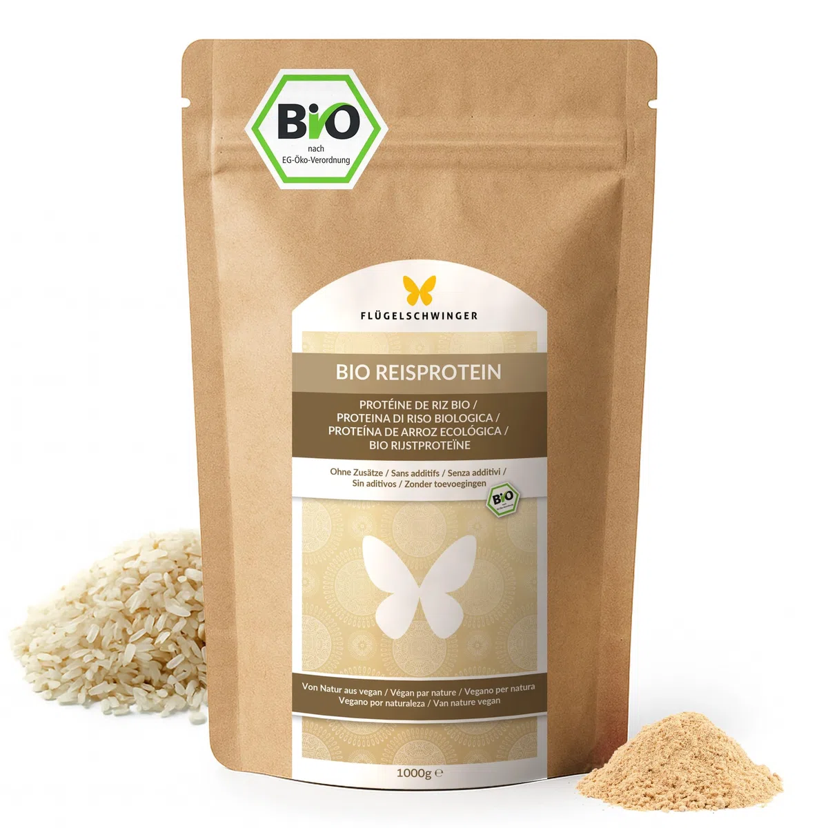 1kg BIO Reis Protein mit 84,4% Protein, ohne Zusätze, von Natur aus vegan, ohne Soja