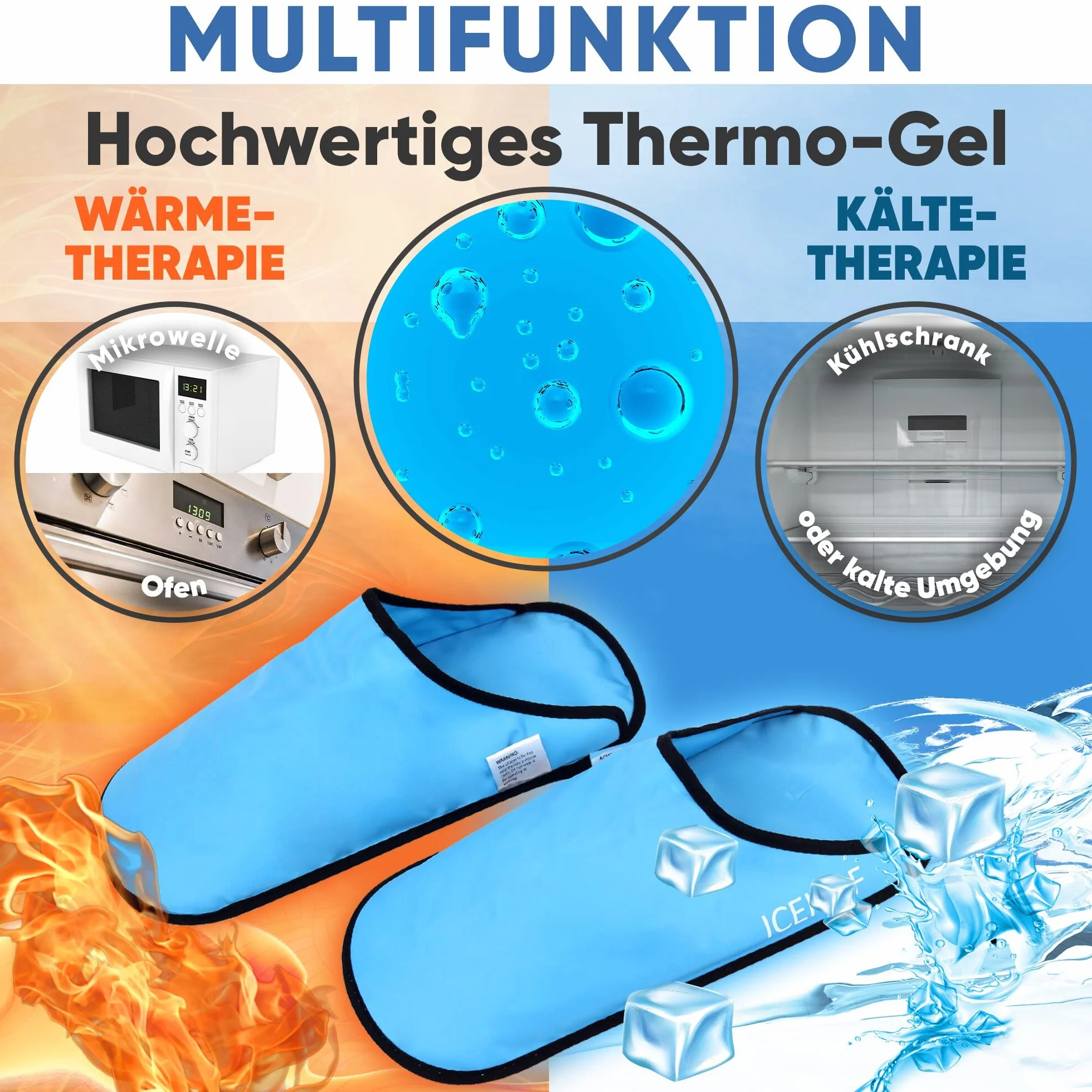 ICEHOF Kühl-Slipper (1 Paar) Sanfter Stoff - PremiumEdition Kühlsocken mit hochwertigem Gel - Kältetherapie für Füße Zehen bei Chemotherapie Rheuma Eis-Socken Chemo Kühlschuhe - OneSize Unisex