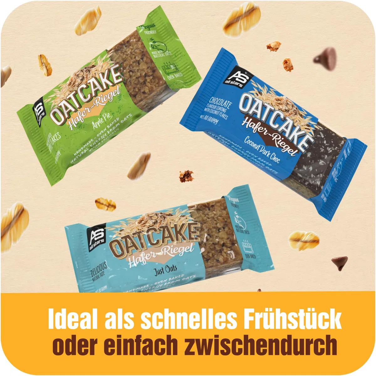 ALL STARS Oatcake Hafer-Riegel (Mix-Box, 12 x 80g) – Energy-Riegel mit Haferflocken & hochwertigen Kohlenhydraten – gebackener Oat Bar - soft & sättigend - idealer Mahlzeitenersatz
