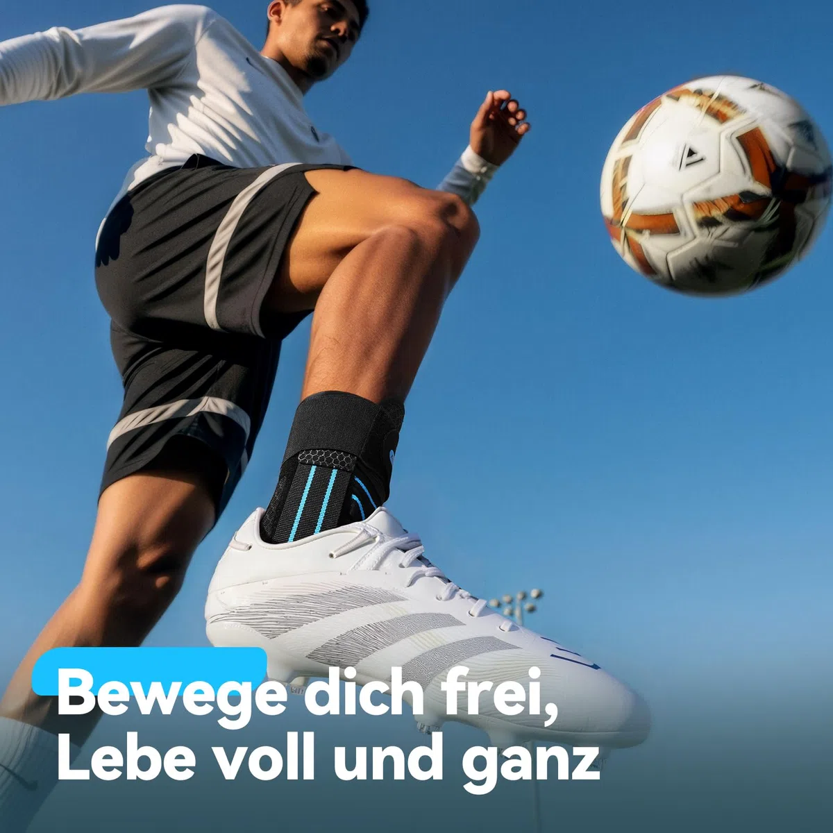 AGPTEK Knöchelbandage mit herausnehmbaren Schienen, verstellbare Sprunggelenkbandage für Verstauchungen, Achillessehnenentzündung, links oder rechts, für Damen und Herren (Blau, L)