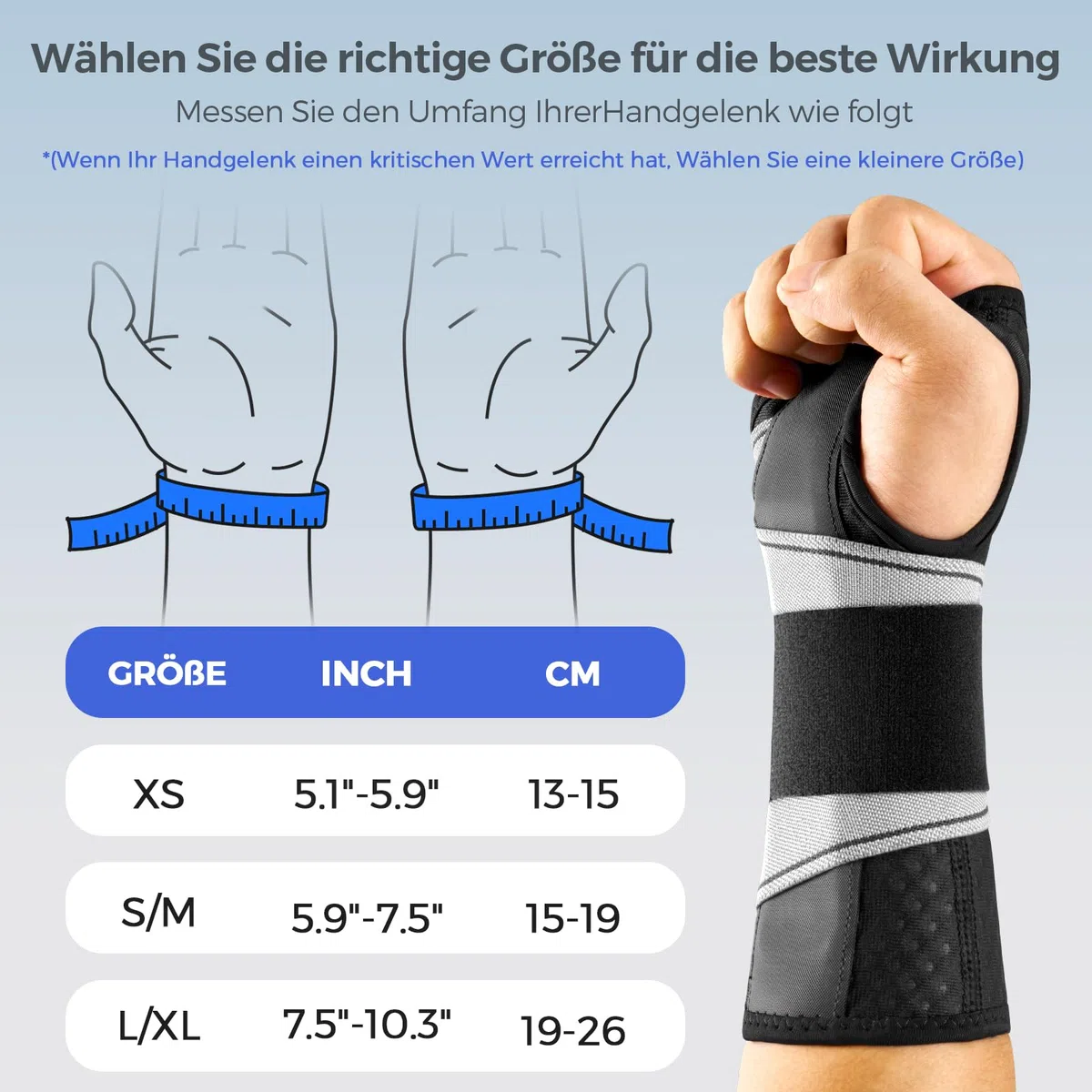 FREETOO Leicht-Passform Handgelenkstütze mit Bionisch Karpaltunnel Schiene, [Einstufig Tragen] Handgelenk Bandagen für RSI, Sehnenscheidenentzündung, Verlängert Handgelenkschiene für Frauen Männer