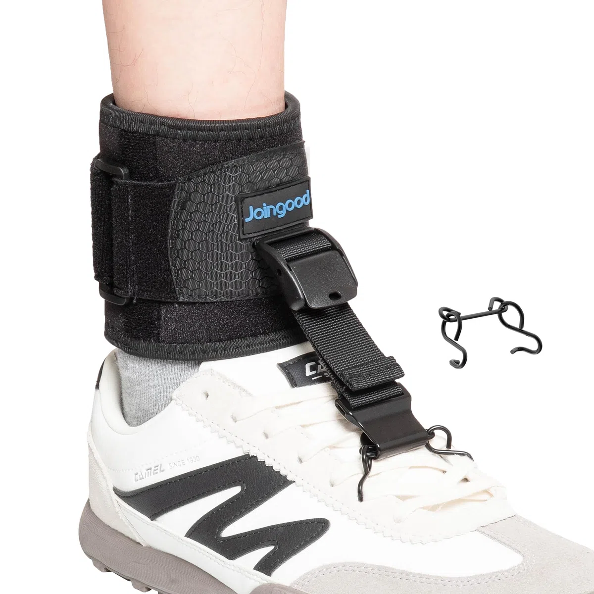 AFO-Fußheberorthese Zum Gehen, Upgraded Zinklegierungshaken Mit Schuhclip, Einstellbare Stütze Passt Auf Linken Oder Rechten Fuß, Größe L/XL