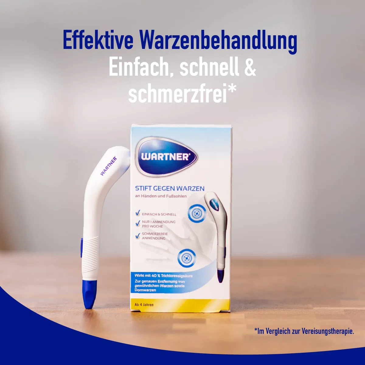 WARTNER Stift gegen Warzen - Warzenstift zur schnellen und effektiven Anwendung - Warzenbehandlung mit Trichloressigsäure - 1er Pack