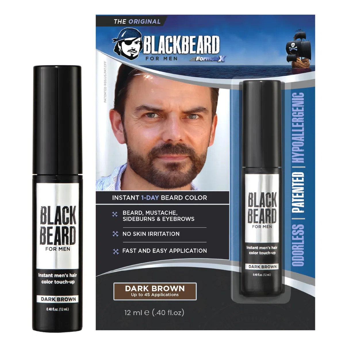 Blackbeard for Men - temporary brush-on colour 12ml (0.40oz) (Dark Brown)