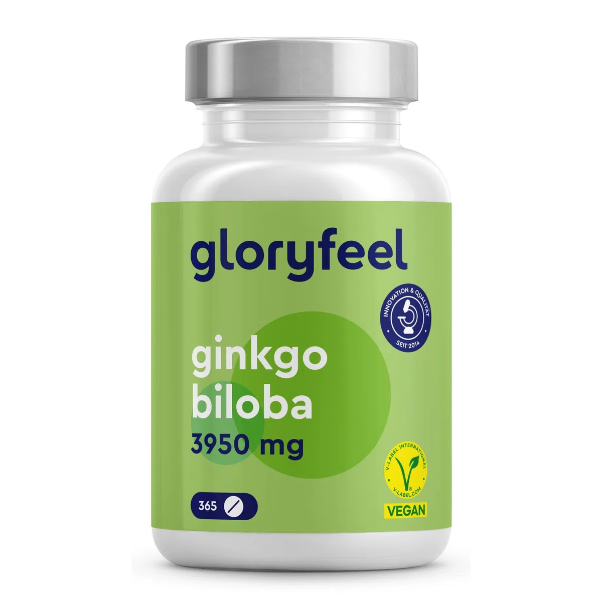 Ginkgo Biloba 3950mg - 365 Tabletten hochdosiert - Mit Flavonoglykoside + Terpenlactone & Ginkgosäurefrei - 50:1 Extrakt - Laborgeprüft, vegan und ohne Zusätze in Deutschland hergestellt