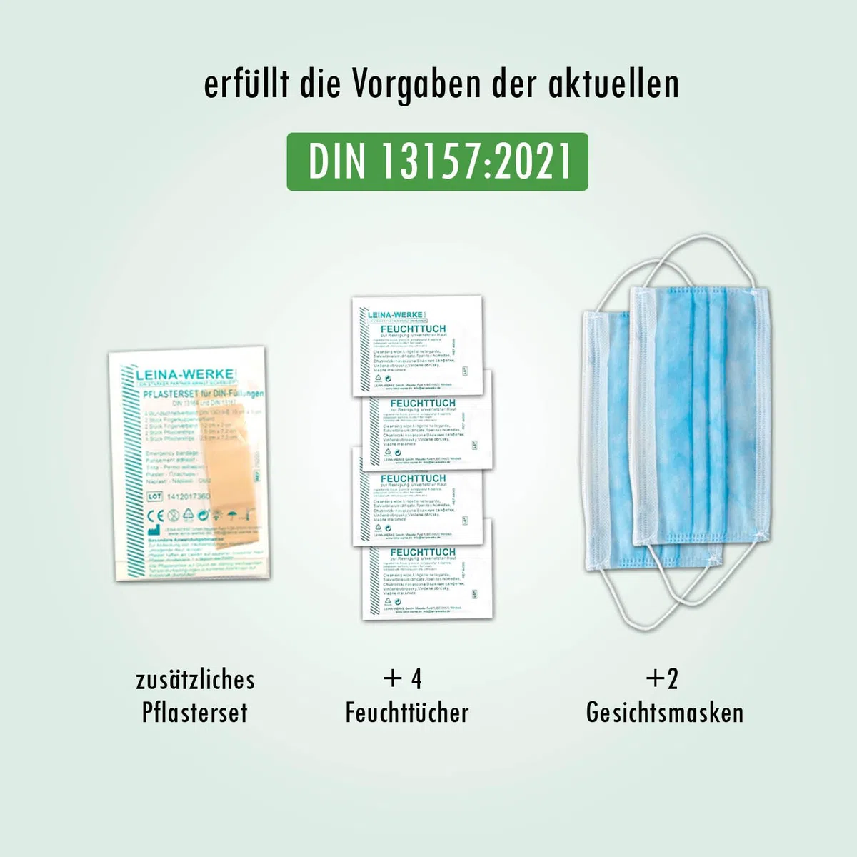 NEUE DIN 13157 − Verbandkastenfüllung Erste-Hilfe-Koffer-Füllung Nachfüllset für Verbandskasten + Erste-Hilfe-Anleitung - für Betriebe - Baustelle - öffentliche Einrichtungen LW