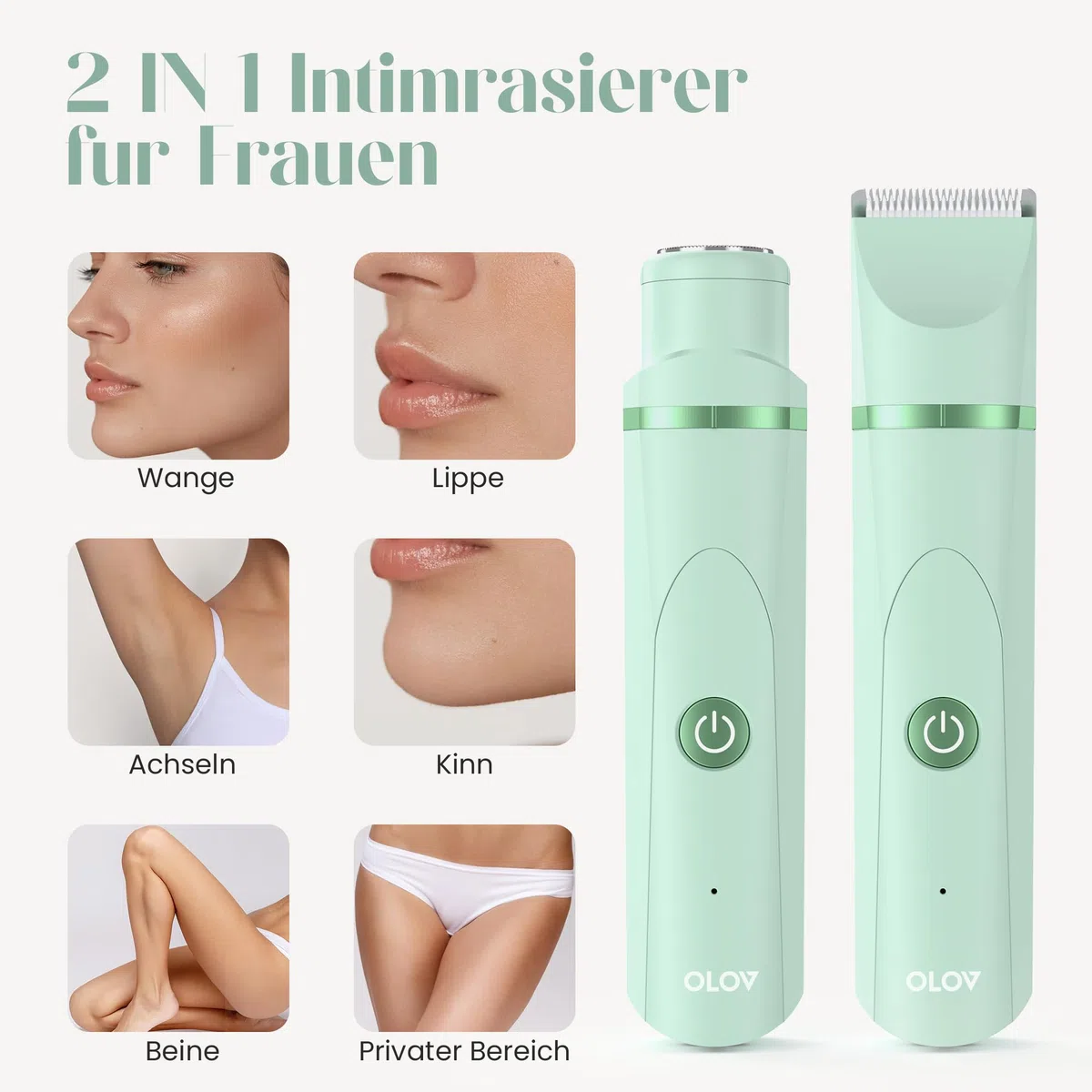 Intimrasierer für Frauen，Rasierer Damen für Achselbein Arm Körper Gesicht ，Rasierer Damen Intimbereich Nass- und Trockengebrauch, Wiederaufladbarer Damenrasierer Elektrisch mit USB Ladestati