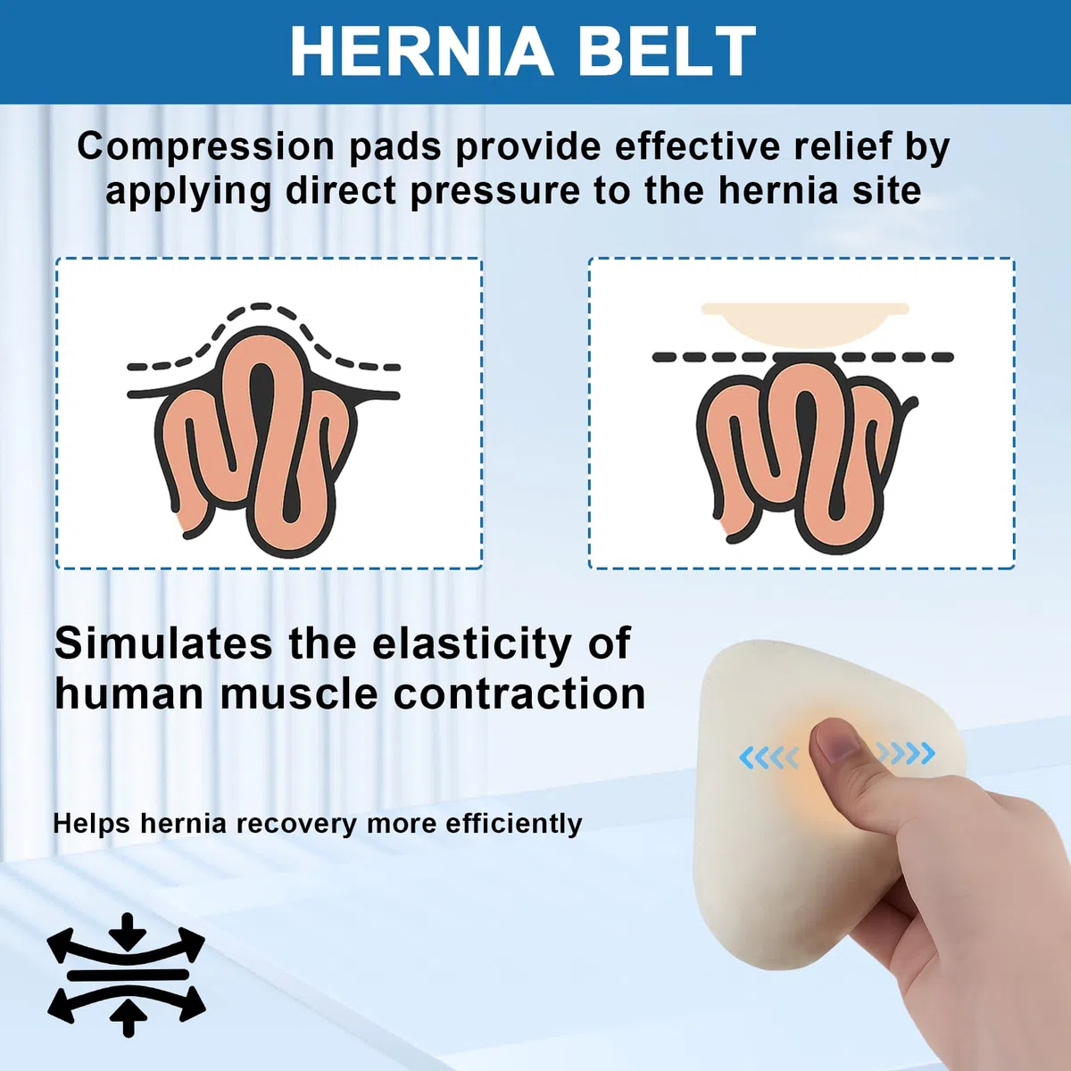 Leistenbruchgürtel Für Männer, Verstellbarer Leistenbruch Slip Herren, Bruchband Leistenbruch Mit 2 Abnehmbaren Kompressions Polster, Herniengürtel Zur Linderung Von Schmerzen Bei Leistenbrüchen, L